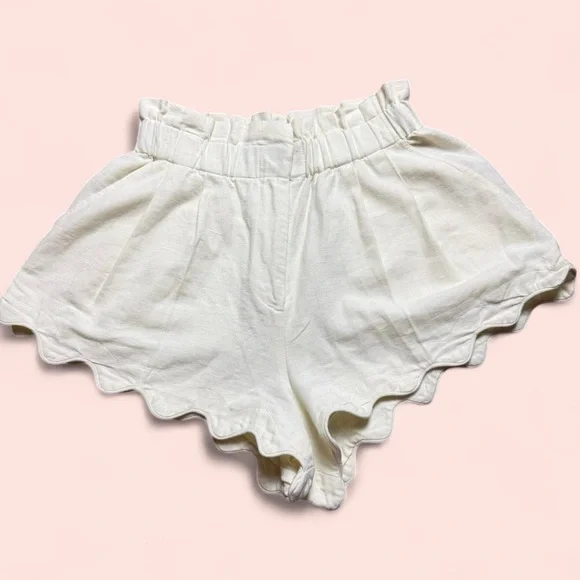 Sea New York Cream Leona Shorts Scalloped Hem High Waisted Women’s Size 4 - Picture 3 of 9